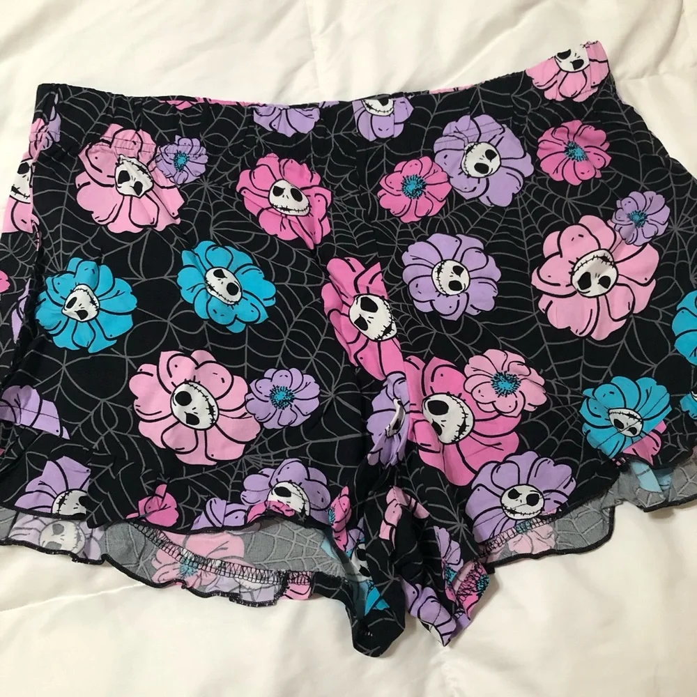 👻 Disney Pink & Black 'True Love' Tank and Floral Skull Shorts Sleep Set - Picture 4 of 8